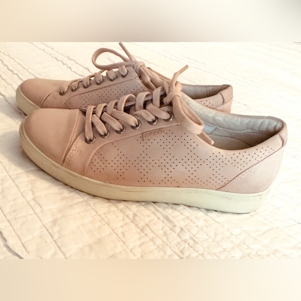 Ecco Leather Lace Up Casual Sneaker Cap Toe Low Top Women’s Dusty Rose Pink US 5